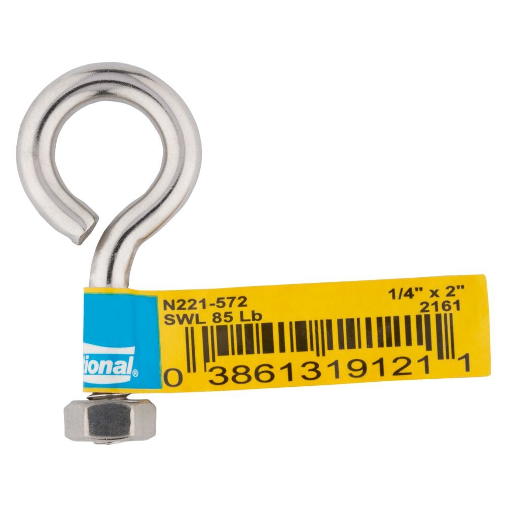 National Hardware Stainless Steel Eye Bolt, 1/4-In x 2-In