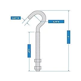 National Hardware Zinc Plated Hook Bolt,
5/16-In X 5-In