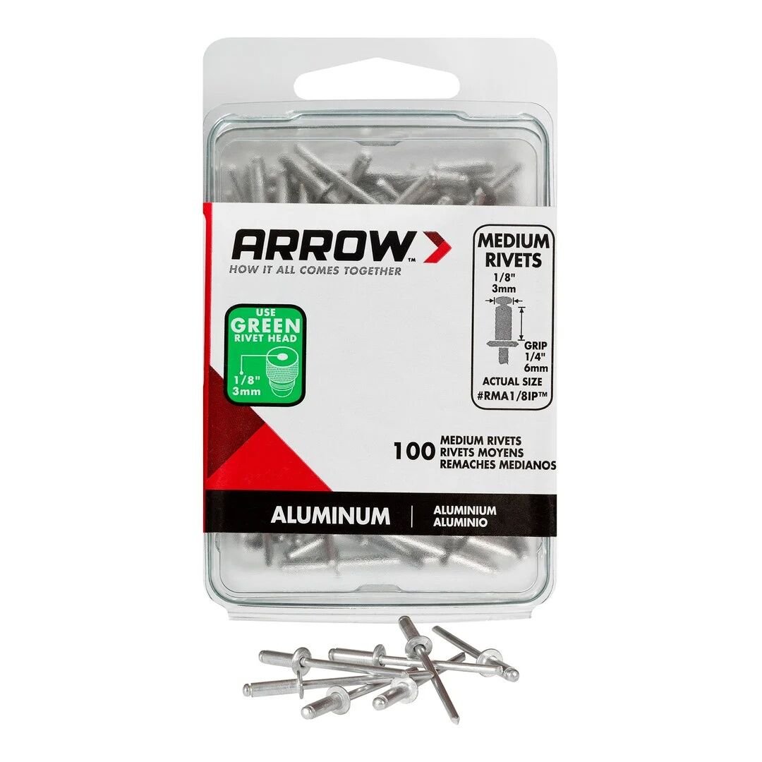 Arrow Medium Aluminum 1/8-In Pop Rivets, 20-Pk