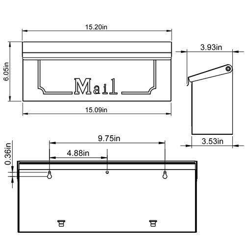 Architectural Mailboxes Black Townhouse Wall Mount Mailbox, 15 X 6 X 4-In