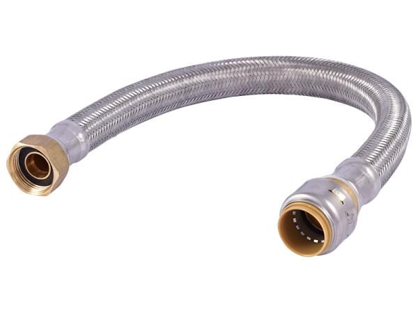 SharkBite Max Push Braided Water Heater Connector, 3/4-In x 3/4-In FIP x 18-In