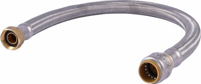 Sharkbite 24-In Braided Stainless Steel Push-Fit Water Heater Connector, 3/4-In X 3/4-In FIP