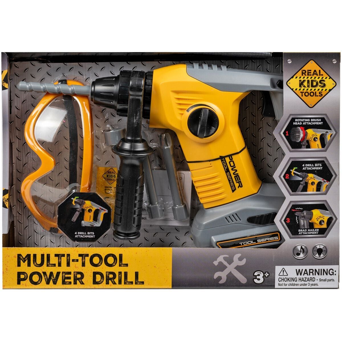 Real Kids Tools Power Tool Series Battery Operated Multi-Tool Power Drill Playset With Mask
