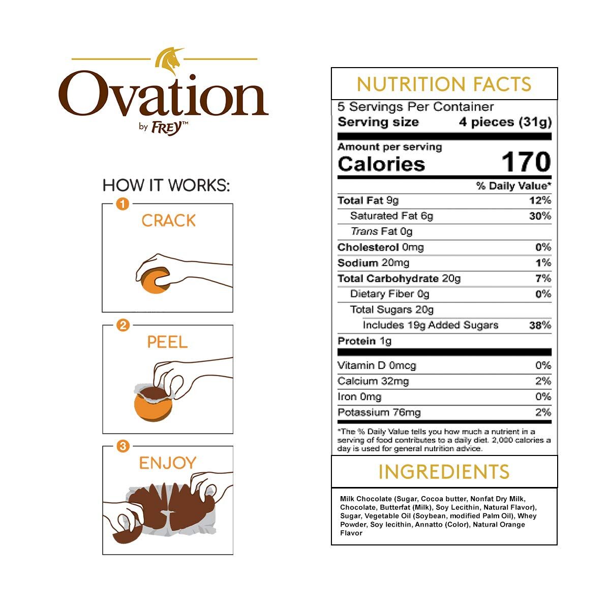 Ovation Break-A-Parts Crème D'Orange Filled Milk Chocolate, 5.53-Oz