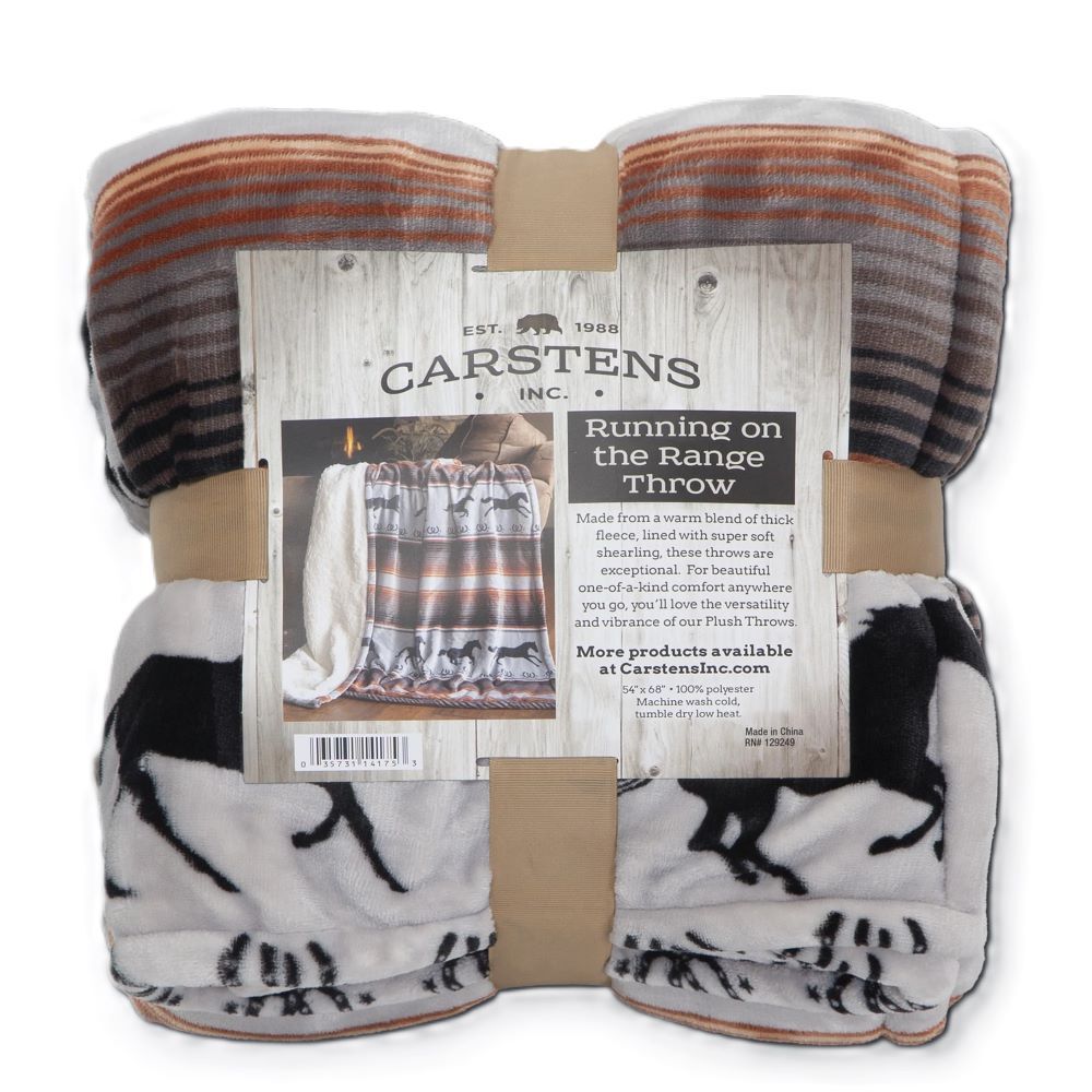 Carstens Inc. Running on the Range Plush Sherpa Throw Blanket, 54-In x 68-In