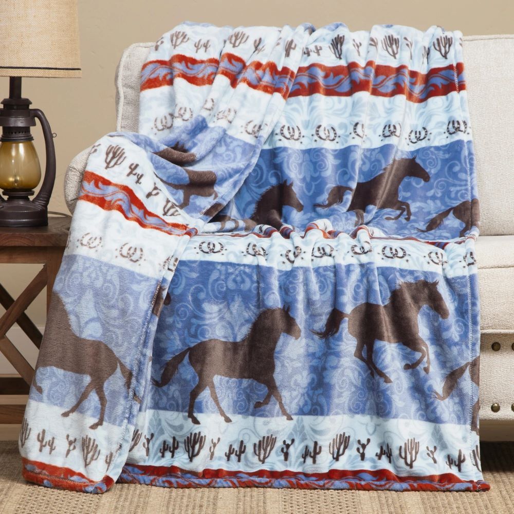Carstens Inc. Dancing Desert Horse Heavy Plush Throw Blanket, 54-In x 68-In