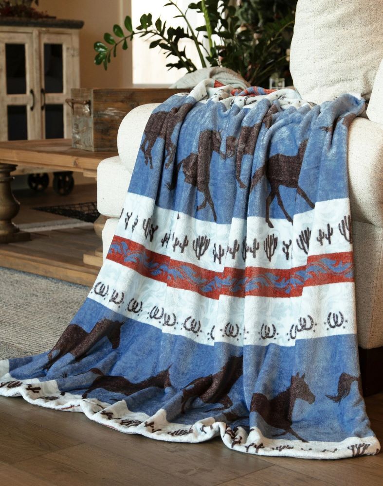 Carstens Inc. Dancing Desert Horse Heavy Plush Throw Blanket, 54-In x 68-In