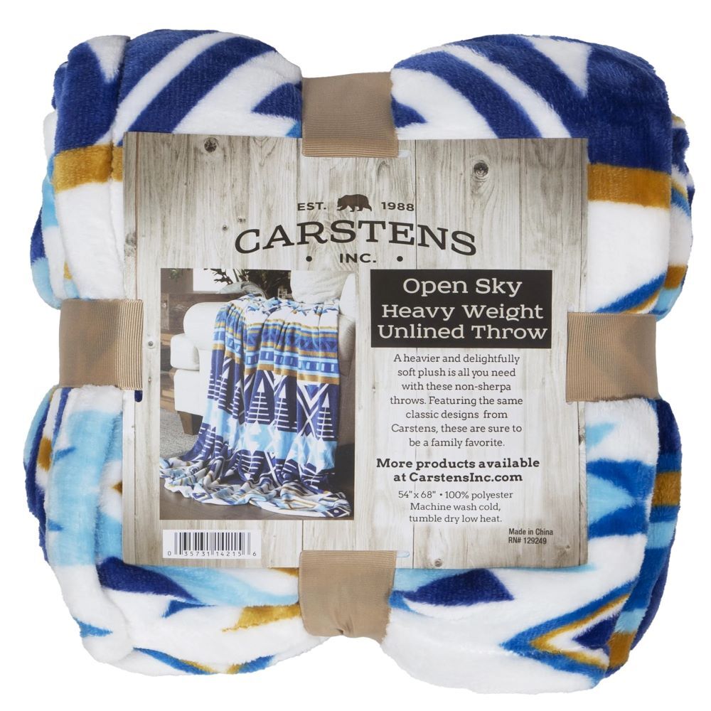 Carstens Inc. Open Sky Heavy Plush Throw Blanket, 54-In x 68-In