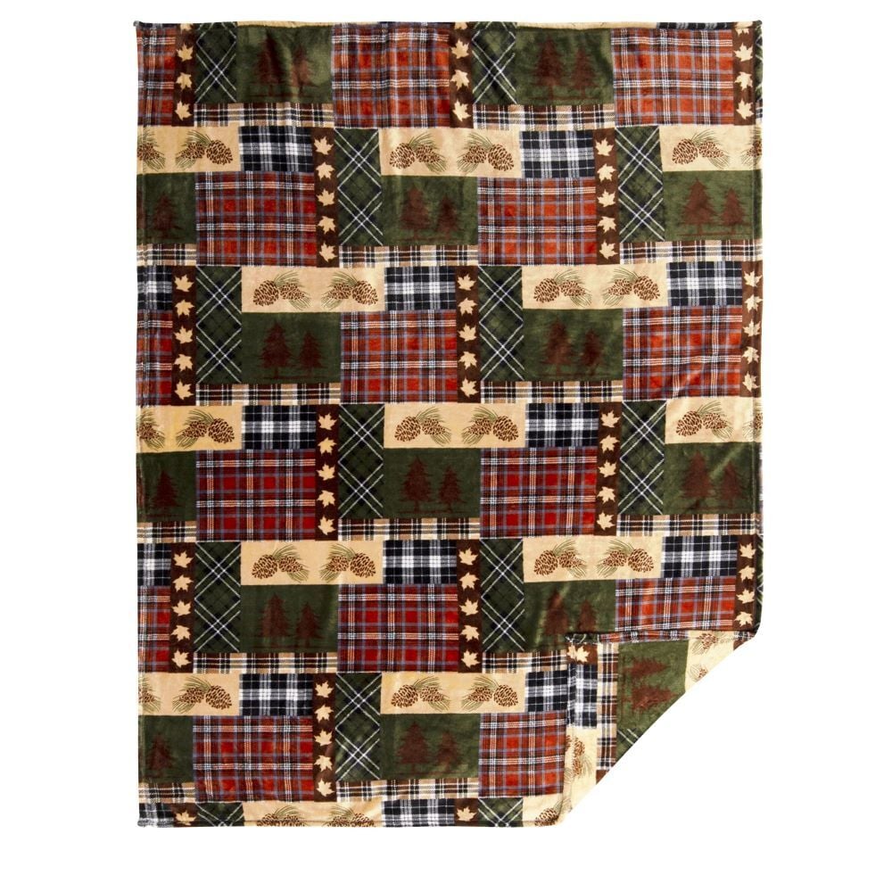 Carstens Inc. Rustic Plaid Heavy Plush Throw Blanket, 54-In x 68-In