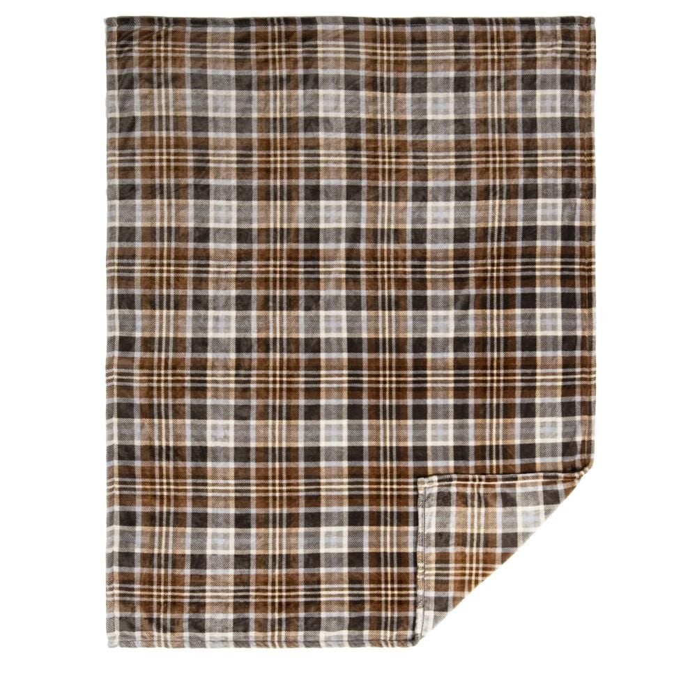 Carstens Inc. Autumn Plaid Heavy Plush Throw Blanket, 54-In x 68-In