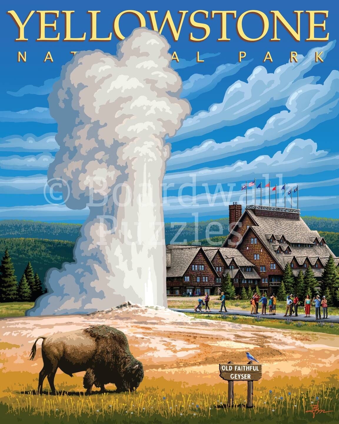 Boardwalk Puzzle Company Yellowstone National Park Personal Puzzle, 210-Pc