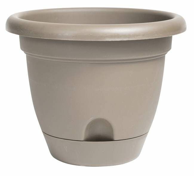 Bloem 6 in Lucca Self Watering Planter With Saucer - Pebble Stone