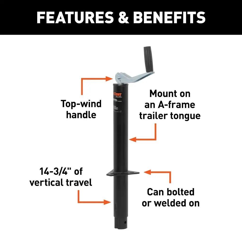 Curt A-Frame Jack with Top Handle, 2000-Lb, 15-In Travel