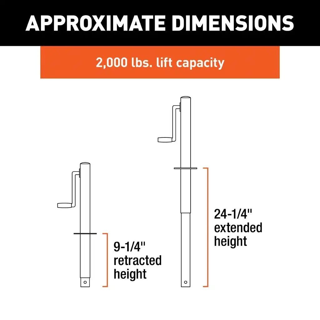 Curt A-Frame Jack with Side Handle, 2000-Lb, 14-1/2-In Travel