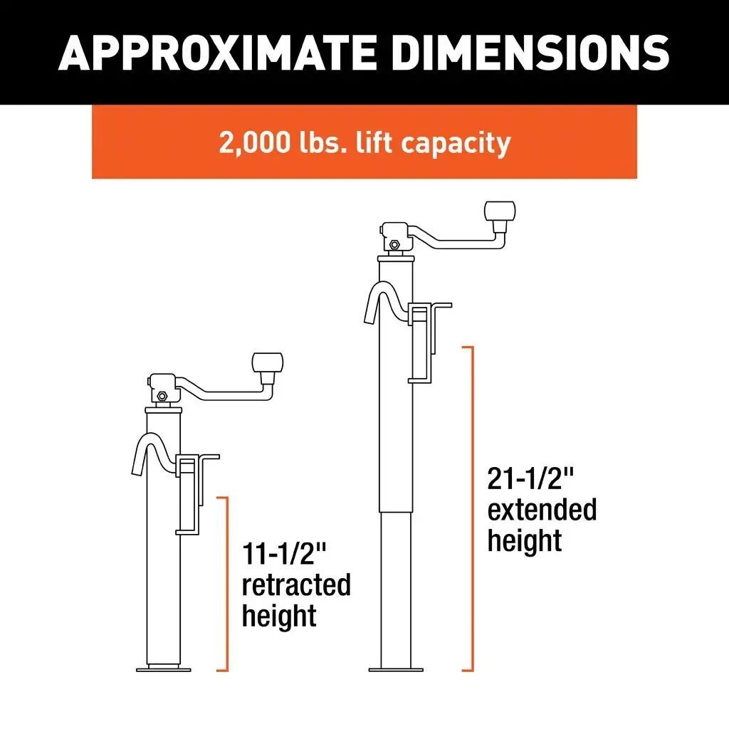 Curt Bracket-Mount Swivel Jack with Top Handle, 2000-Lb, 10-In Travel