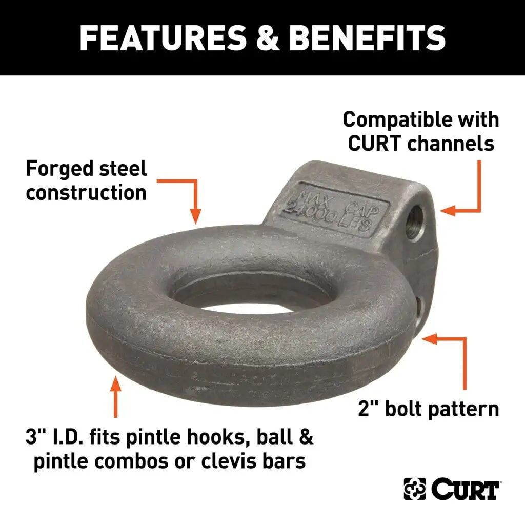 Curt 24,000-Lb Channel Style Lunette Ring, 3-In