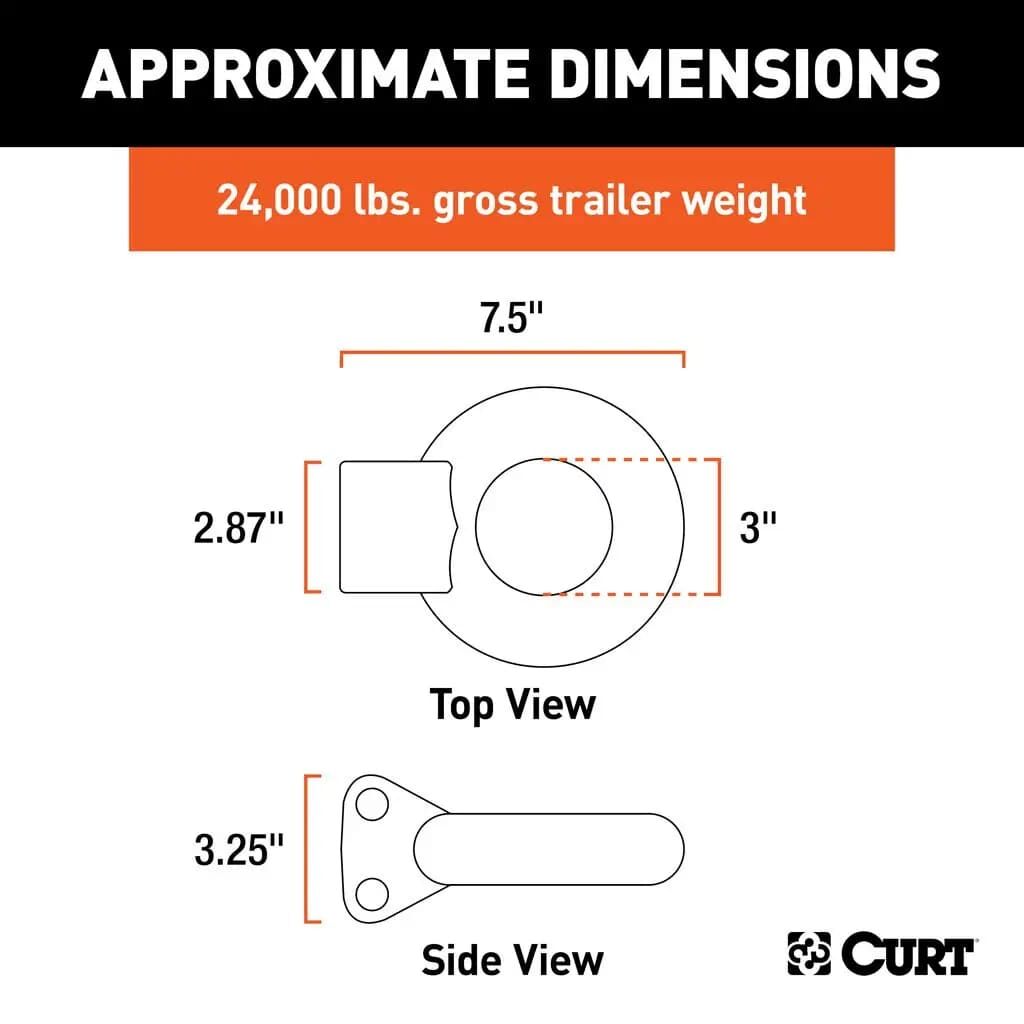 Curt 24,000-Lb Channel Style Lunette Ring, 3-In