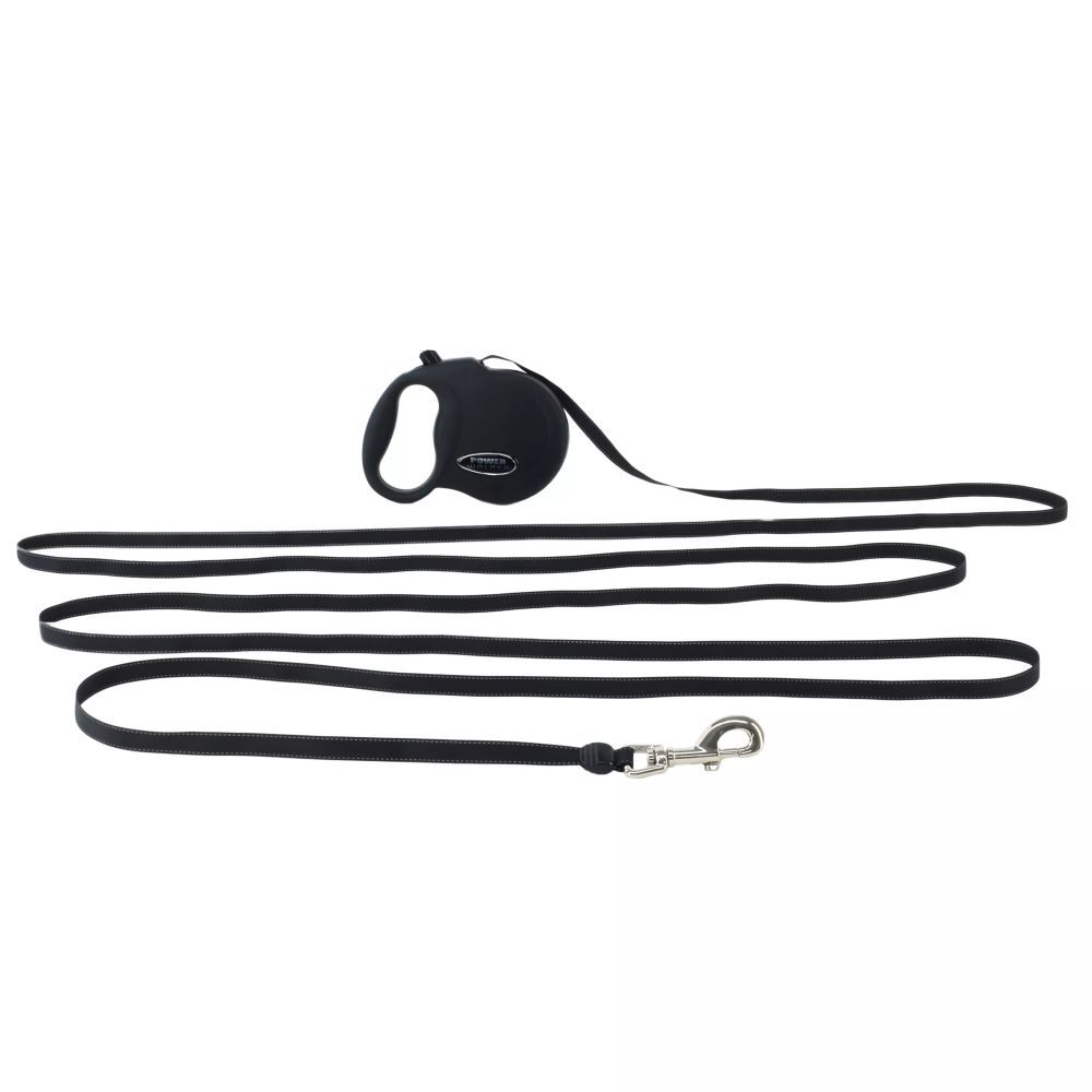Power Walker Black Medium Retractable Dog Leash, 16-Ft