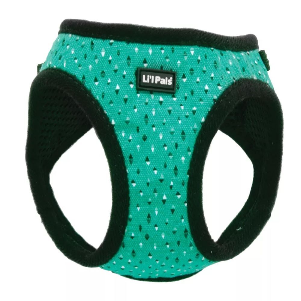 Li'l Pals X-Small Teal & Grey Diamonds Canvas Dog Harness