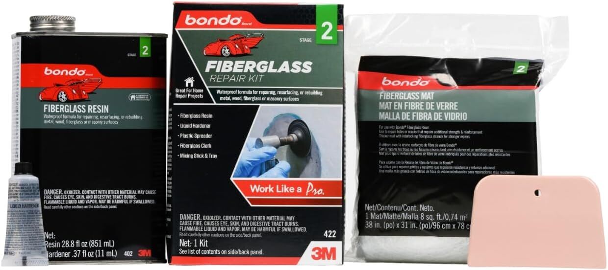 3M Bondo Fiberglass Resin Repair Kit, 1-Qt