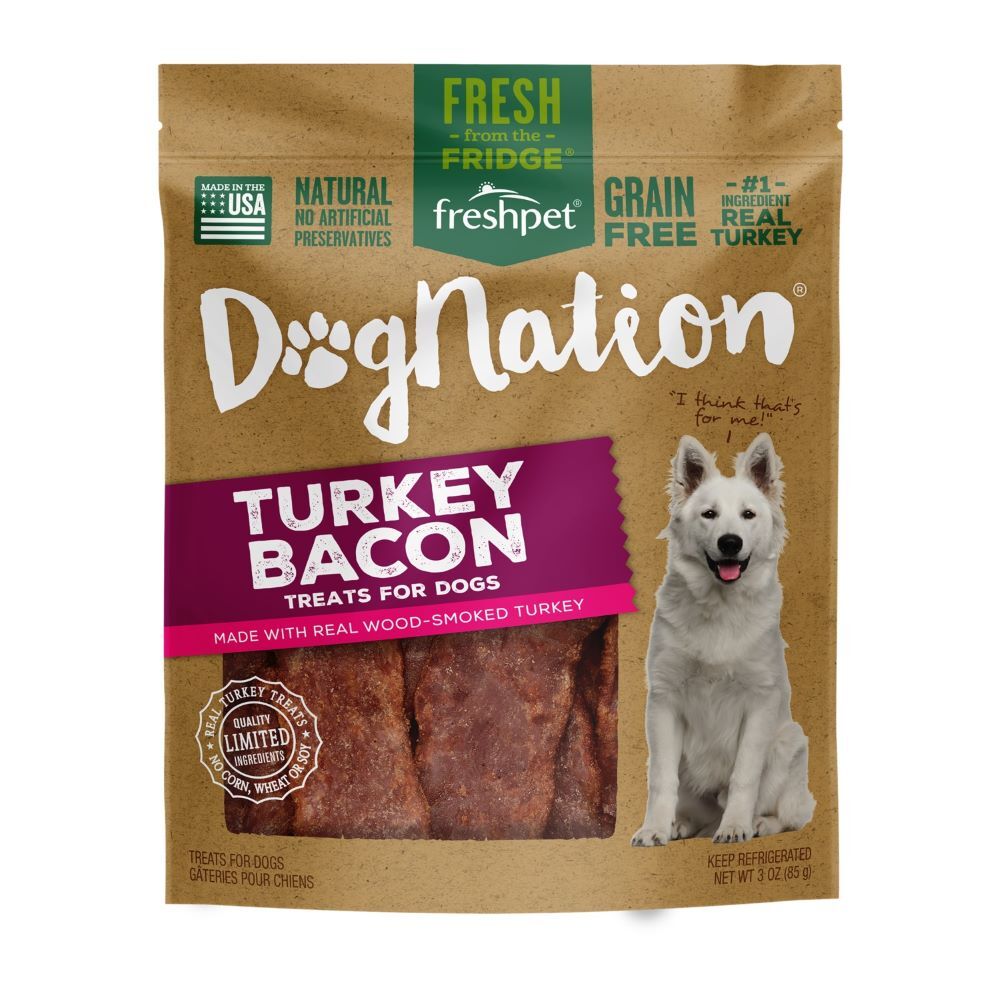 Freshpet Dognation Turkey Bacon Treats for Dogs, 3-Oz