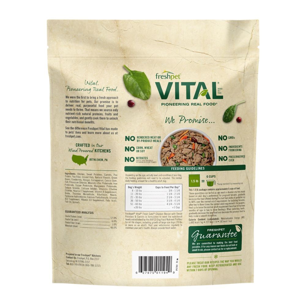 Freshpet Vital Fresh Cuts Chicken Recipe with Sweet Potatoes & Carrots Dog Food, 4.5-Lb