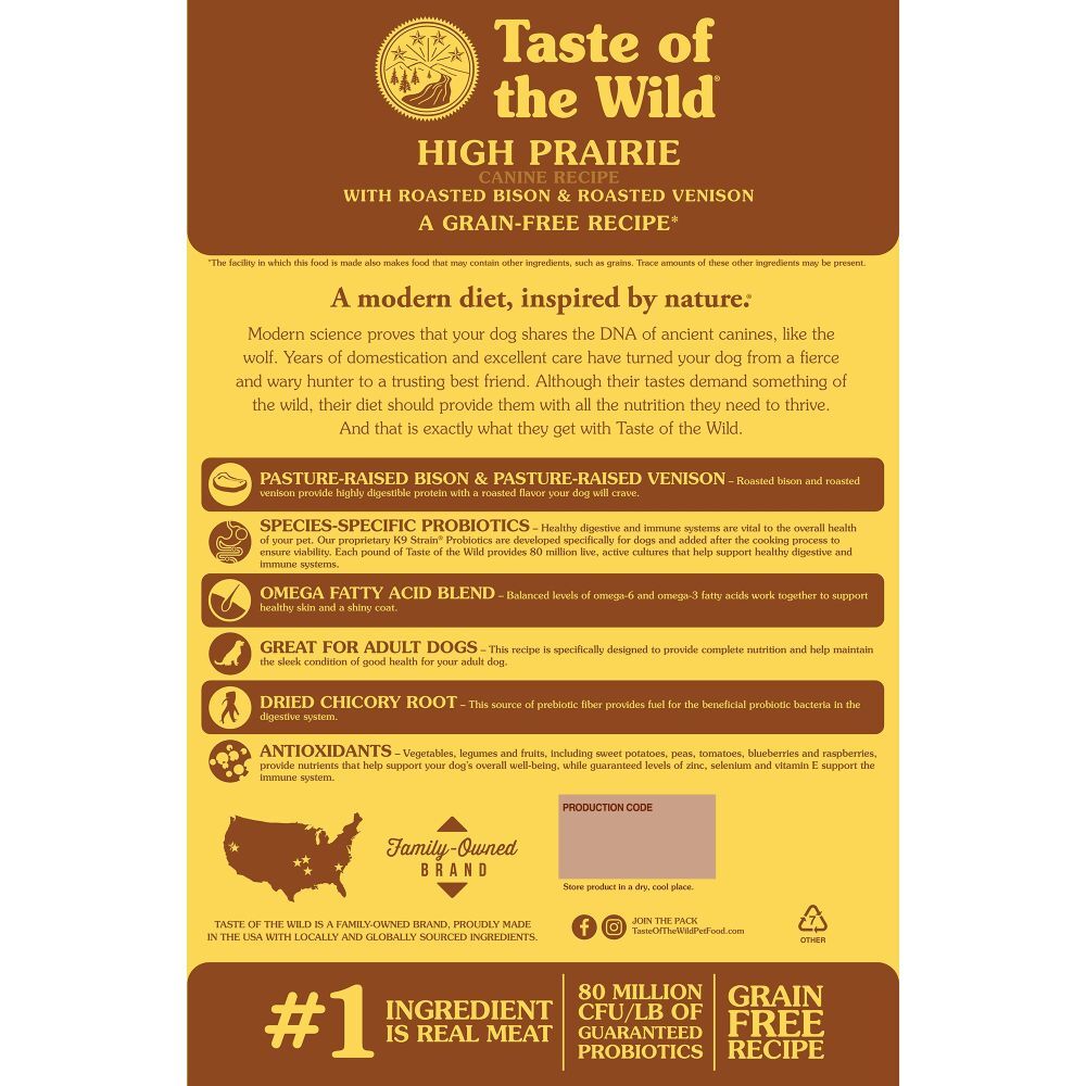 Taste of the Wild High Prairie Canine Recipe with Roasted Bison & Roasted Venison, 28-Lb