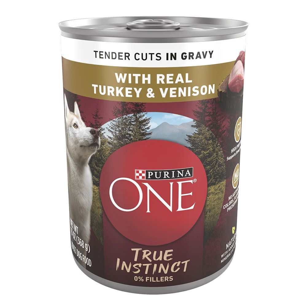 Purina ONE True Instinct Tender Cuts in Gravy Formula With Real Turkey & Venison Dog Food, 13-Oz