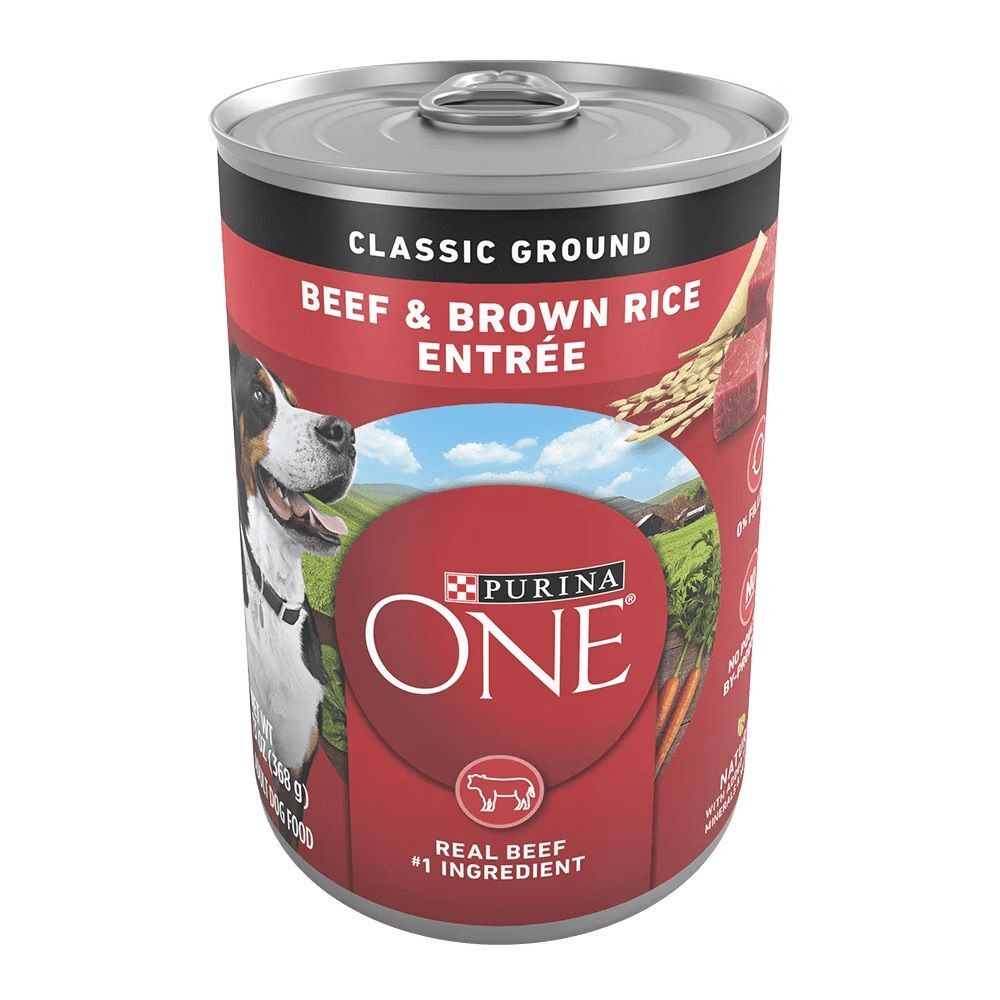 Purina ONE Beef & Brown Rice Entrée Classic Ground Wet Dog Food, 13-Oz