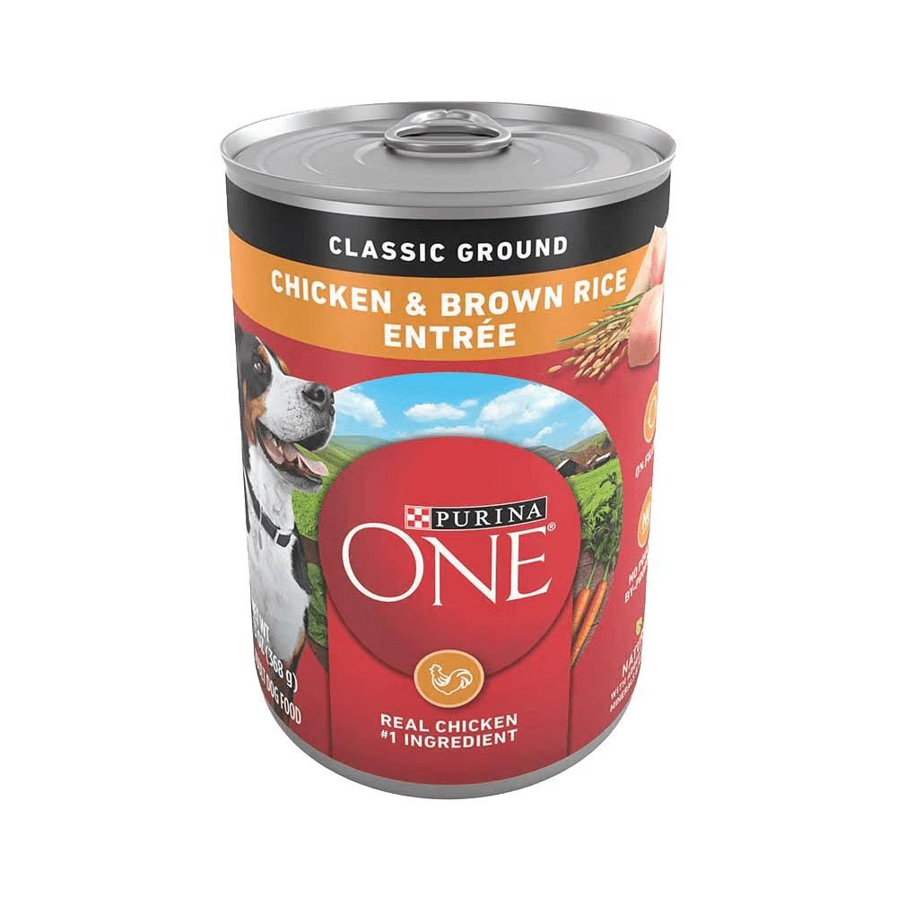 Purina ONE Chicken & Brown Rice Entrée Classic Ground Wet Dog Food, 13-Oz