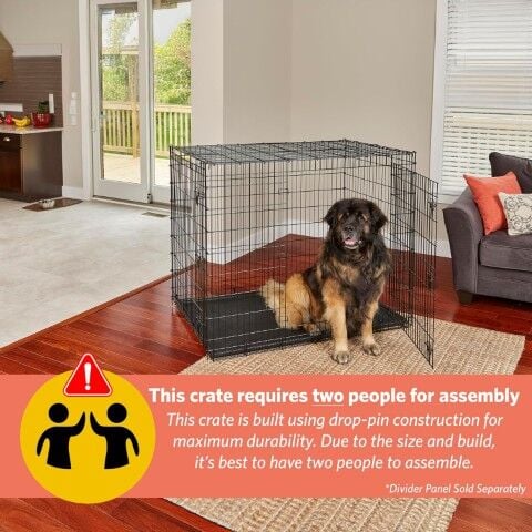 Midwest Homes For Pets Black XX-Large Heavy Duty Double Door Dog Crate, 54 X 37 X 45-In