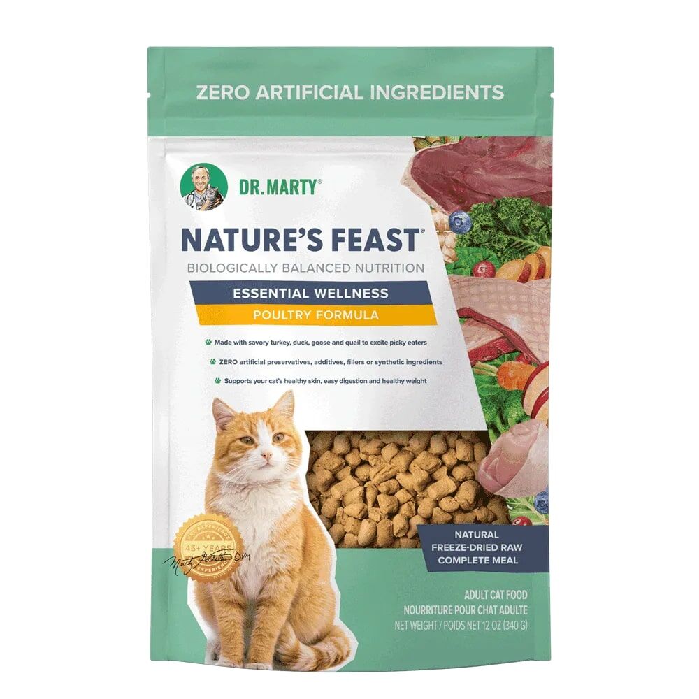 Dr. Marty Nature's Feast Poultry Formula Freeze Dried Adult Cat Food, 5.5-Oz