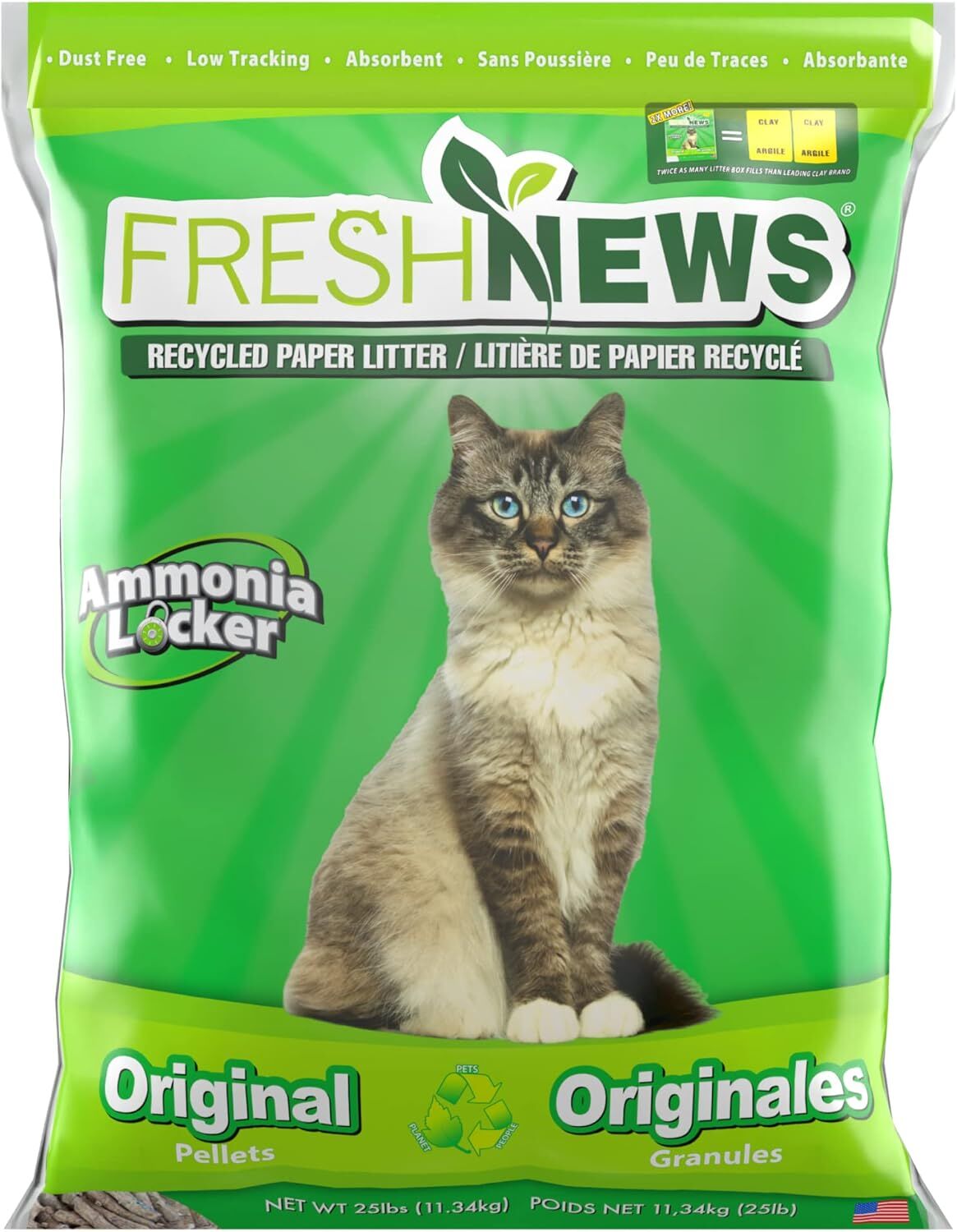 Fresh News Recycled Paper Original Pellet Cat Litter, 25-Lb