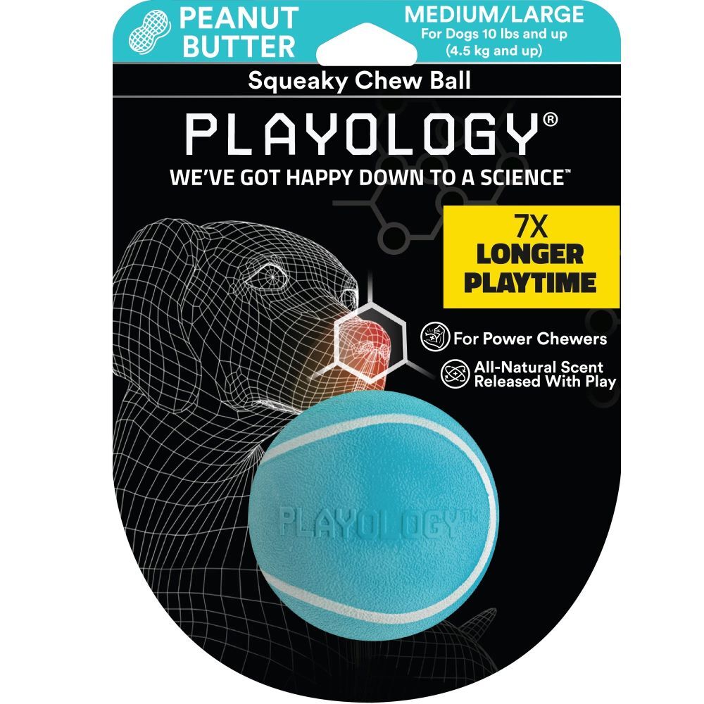 Playology Medium/Large Peanut Butter Squeaky Chew Ball