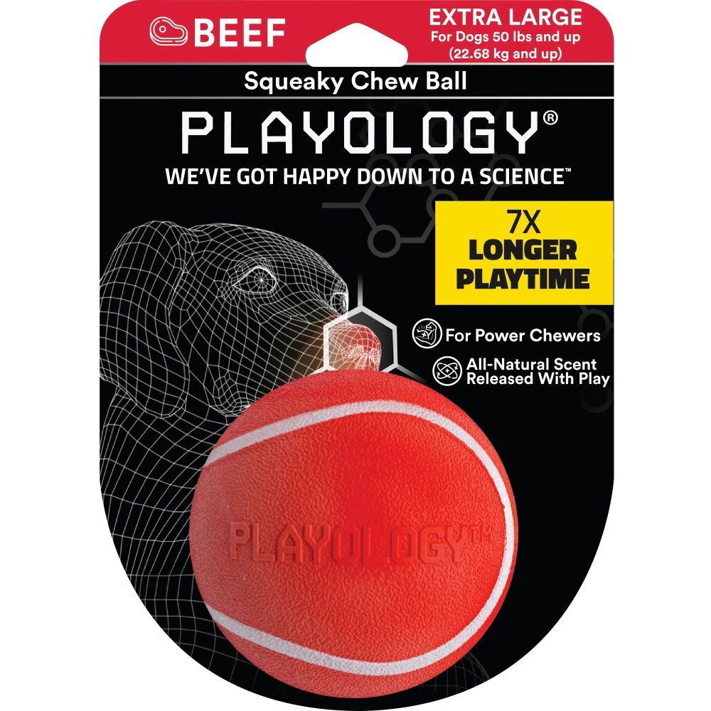 Playology Extra Large Beef Squeaky Chew Ball