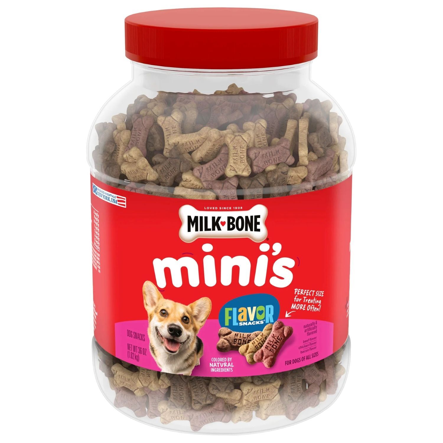 Milk-Bone Flavor Snacks Mini Dog Biscuits, Flavored Crunchy Dog Treats, 36 oz