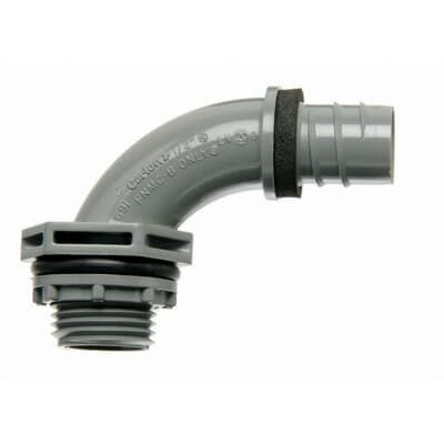Carlon Gray PVC One-Piece Liquidtight Non-Metallic 90° Elbow Fitting, 1/2-In