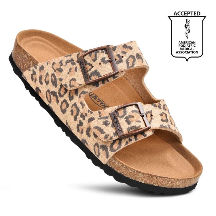 Women's Ellys Adjustable Strap Slides in Leopard