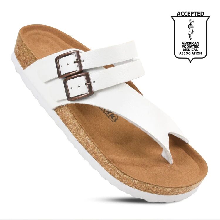 Women's Kaizen Split Toe Slides in Cream