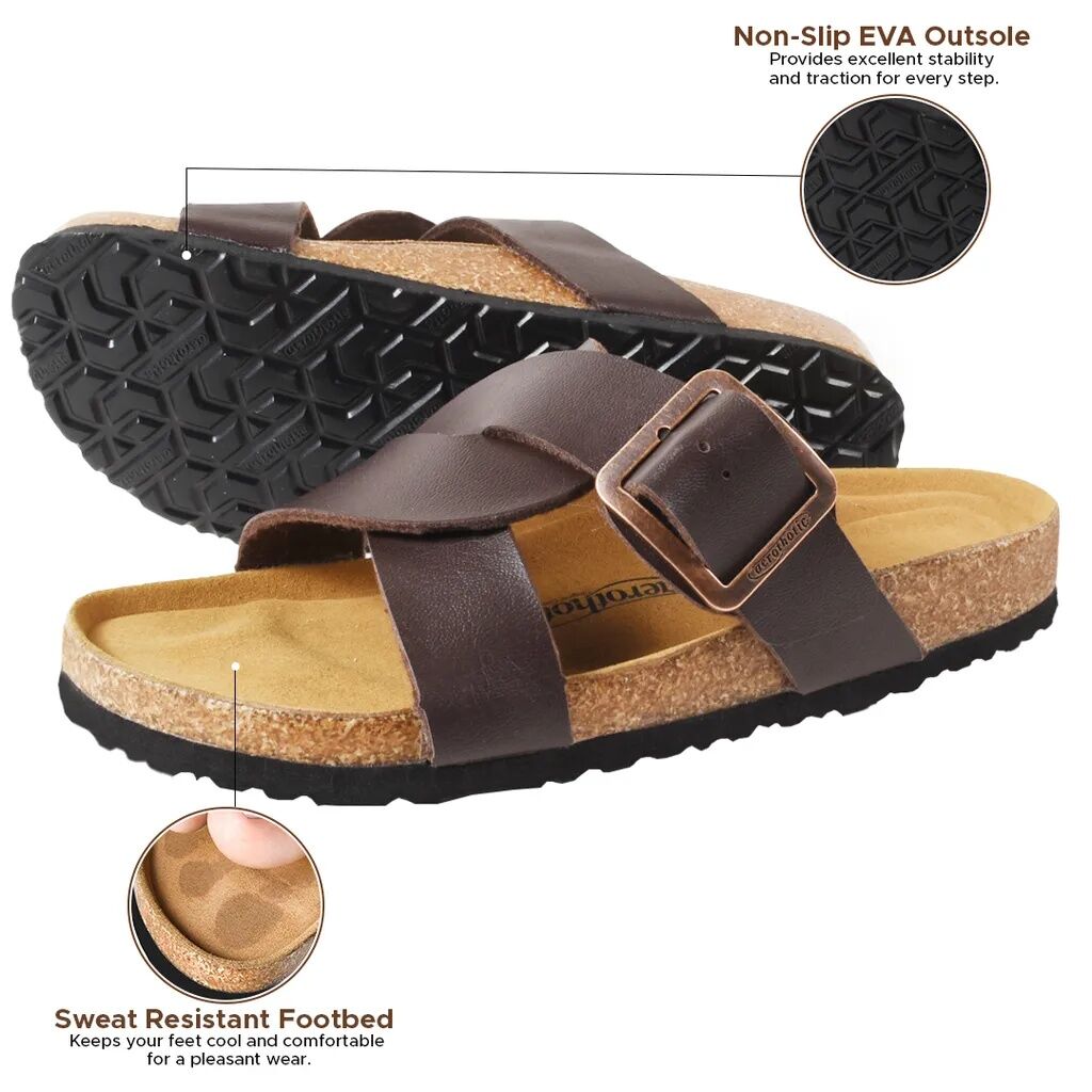 Aerothotic Women's Kai Cork Recovery Slides Cross Strappy Slip-On Casual