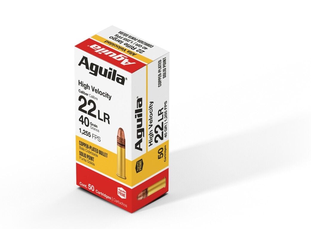 Aguila High Velocity .22 LR, 40 Grain Copper Plated Solid Point Rifle Ammo, 500-Rd