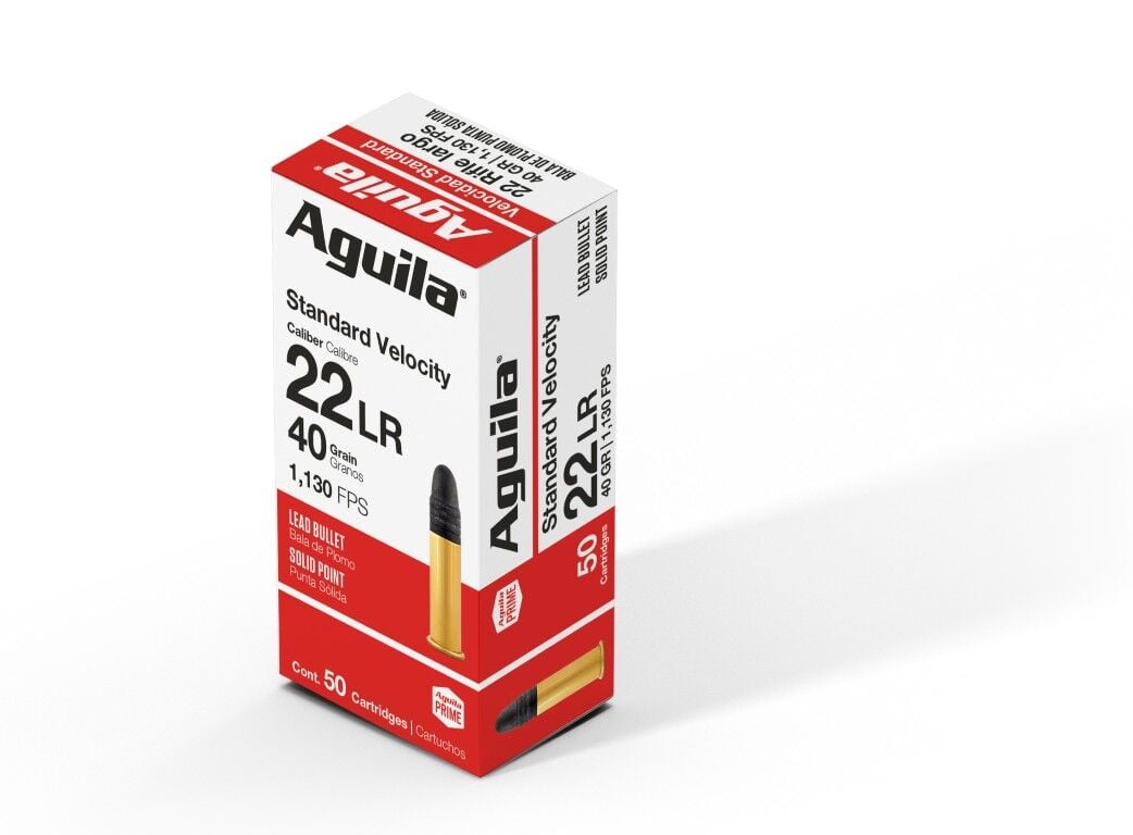 Aguila Standard Velocity .22 LR, 40 Grain Lead Solid Point Rifle Ammo, 50-Rd
