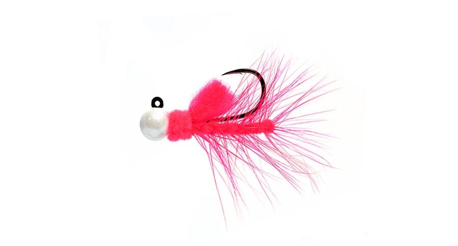 Hawken Fishing Aerojig Pearl/Cerise Hackle Jig, 1/4-Oz