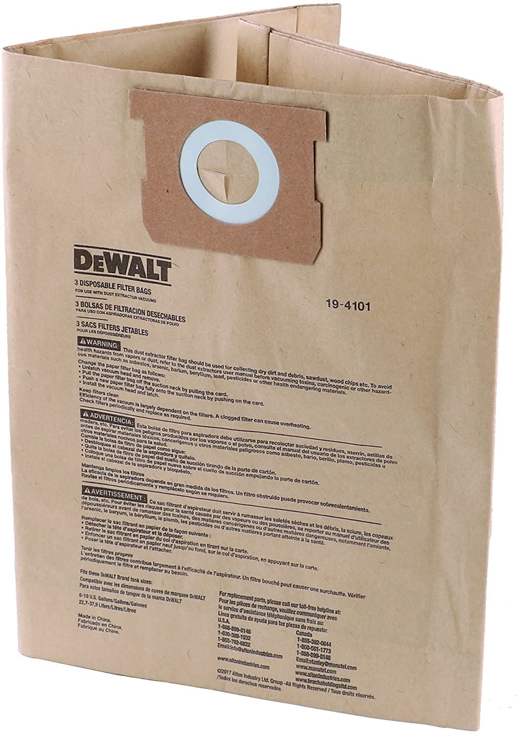 DeWALT Dust Filter Bag for Wet/Dry Vacs, 4-10-Gal