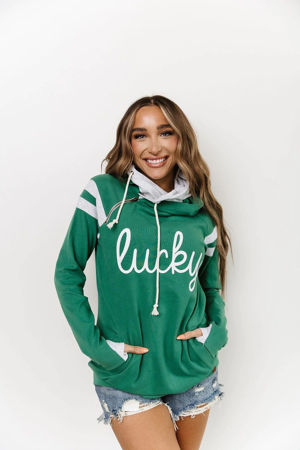 Women's DoubleHood® Sweatshirt in Happy Go Lucky