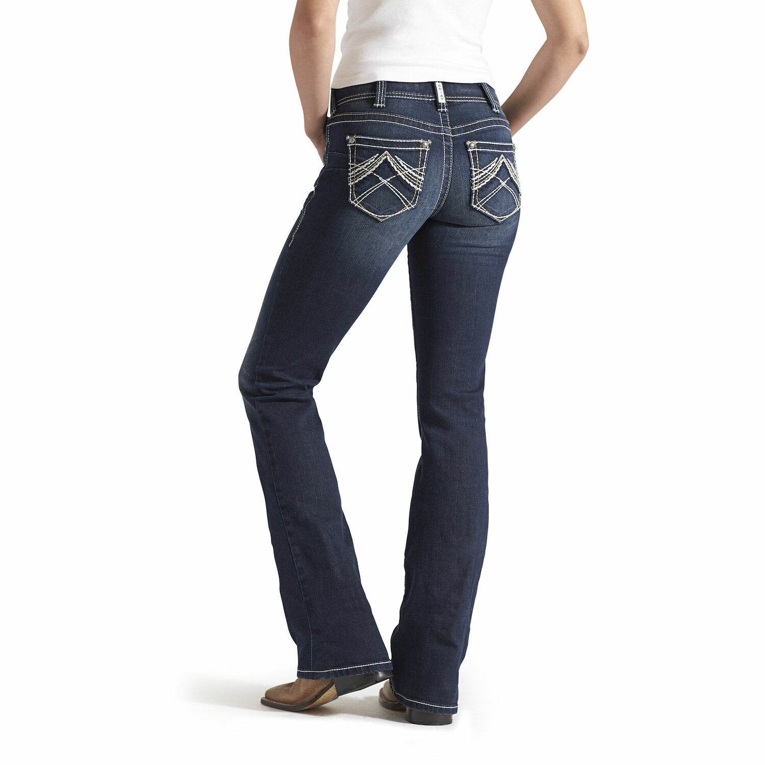 R.E.A.L. Mid Rise Stretch Whipstitch Boot Cut Jean