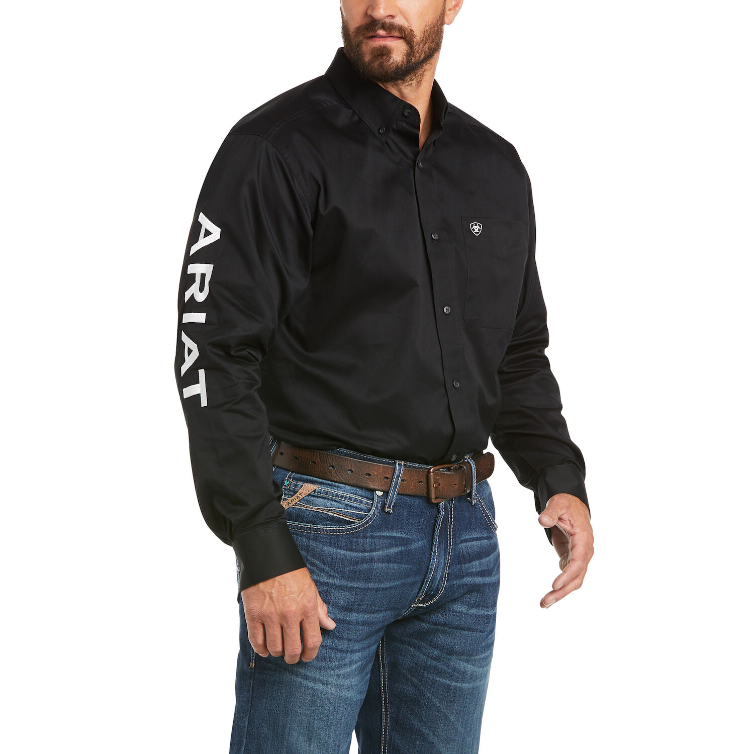 Men's Ariat Twill Classic Fit Shirt in Black