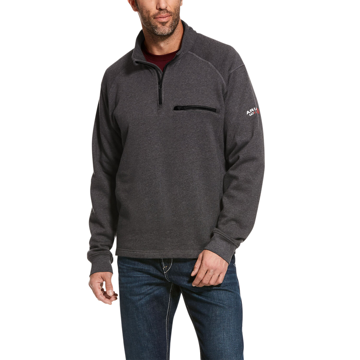 Ariat Men's FR Rev 1/4 Zip Top in Charcoal Heather