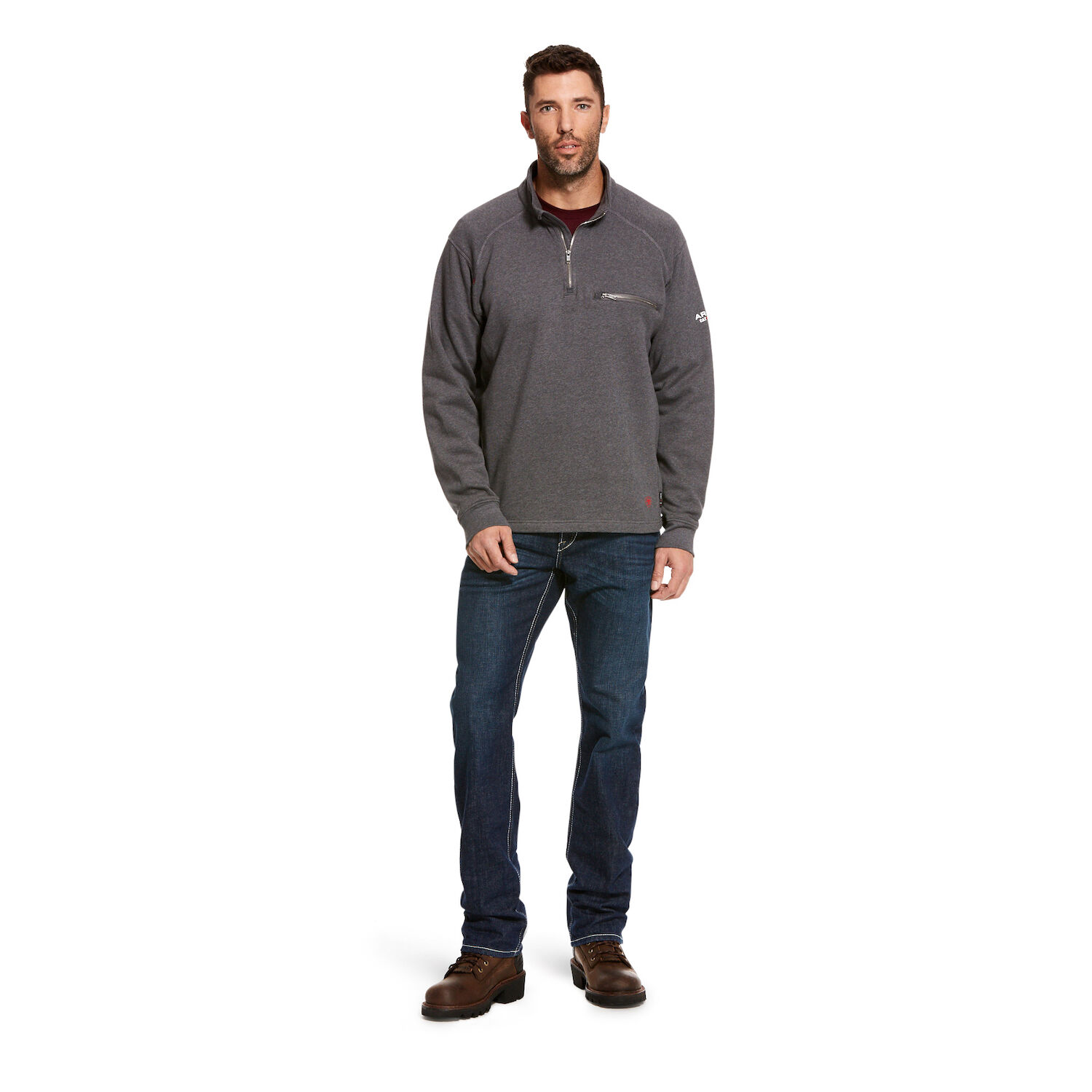 Ariat Men's FR Rev 1/4 Zip Top in Charcoal Heather