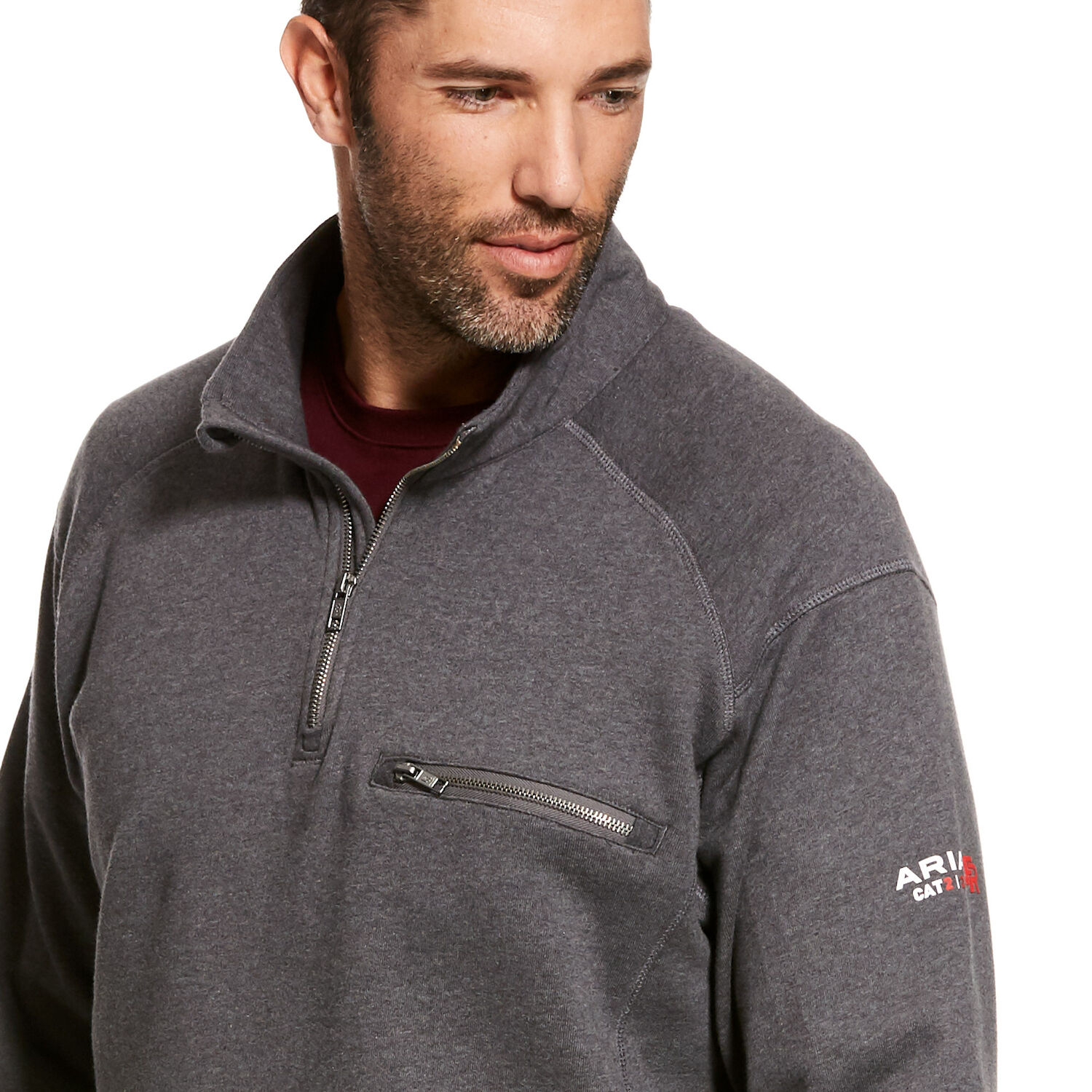 Ariat Men's FR Rev 1/4 Zip Top in Charcoal Heather